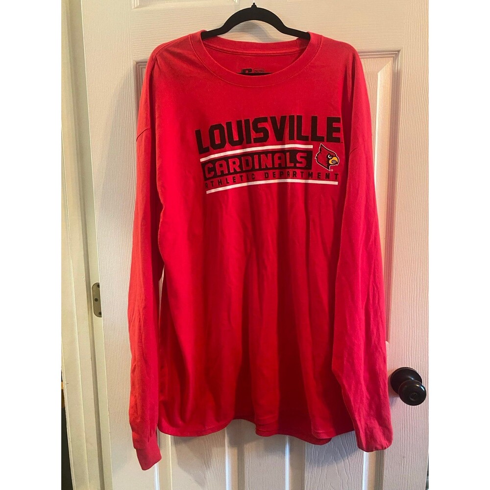 Louisville cards 2x long sleeve red t shirt